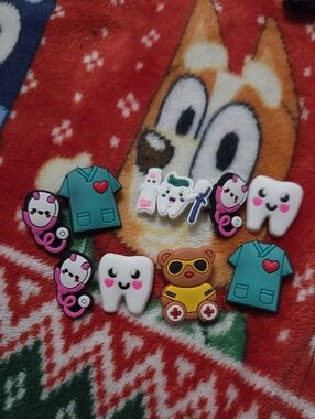 🌼2 For $10🌼Kids Dental & Nurse Shoe Charms Set - White, Teal, Pink